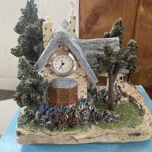 Vintage 2003 Thomas Kinkade Art Polyresin Clock With Led Light House Cottagecore